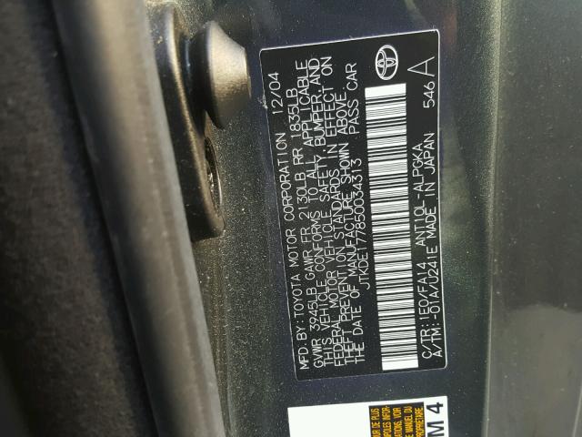 JTKDE177850034313 - 2005 TOYOTA SCION TC 灰色 照片 10