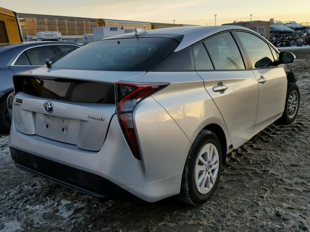 JTDKBRFU3G3007230 - 2016 TOYOTA PRIUS SILVER photo 4