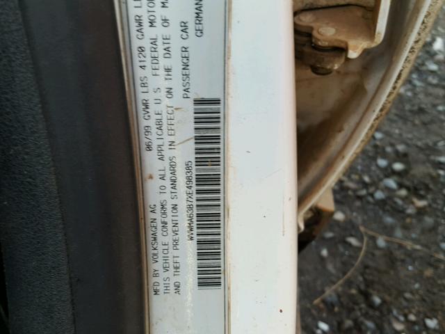 WVWMA63B7XE498385 - 1999 VOLKSWAGEN PASSAT GLS WHITE photo 10