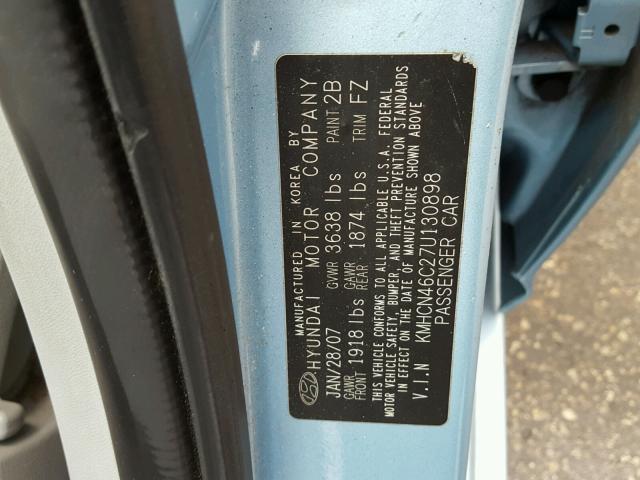 KMHCN46C27U130898 - 2007 HYUNDAI ACCENT GLS BLUE photo 10