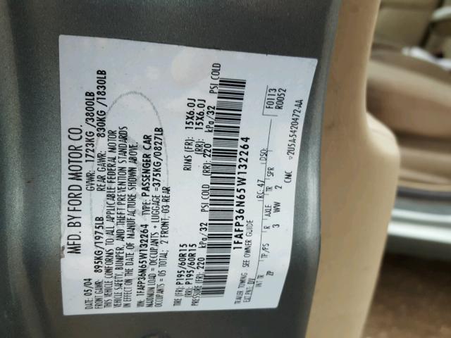 1FAFP36N65W132264 - 2005 FORD FOCUS ZXW GRAY photo 10