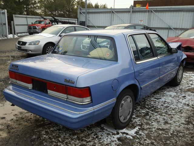 1P3XA46K0PF673079 - 1993 PLYMOUTH ACCLAIM BLUE photo 4