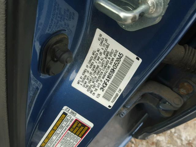 2HGFA16519H352045 - 2009 HONDA CIVIC LX BLUE photo 10