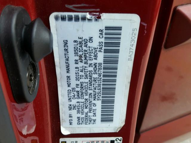 5Y2SL63815Z467838 - 2005 PONTIAC VIBE RED photo 10