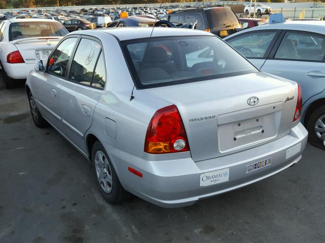 KMHCG45C23U476617 - 2003 HYUNDAI ACCENT GL SILVER photo 3