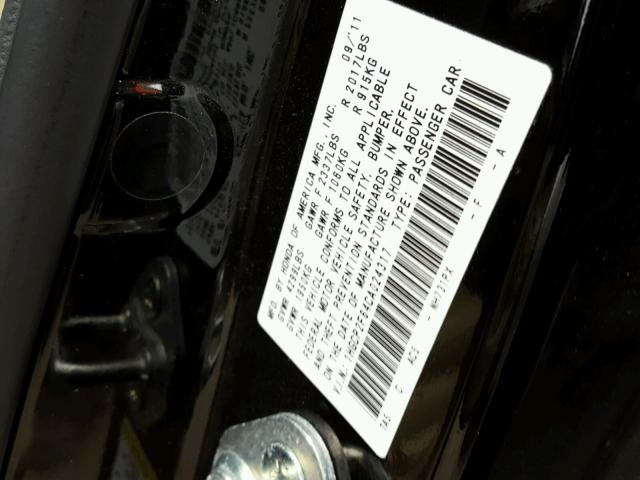 1HGCP2F64CA024317 - 2012 HONDA ACCORD SE BLACK photo 10