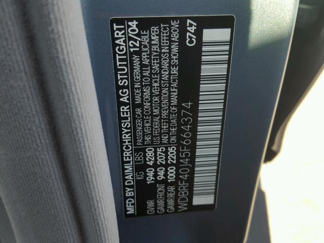 WDBRF40J45F664374 - 2005 MERCEDES-BENZ C 230K SPO BLUE photo 10