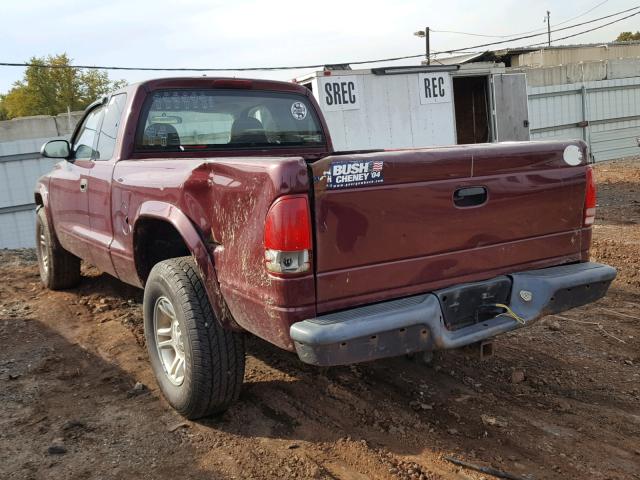 1B7GG12XX2S653422 - 2002 DODGE DAKOTA BAS RED photo 3