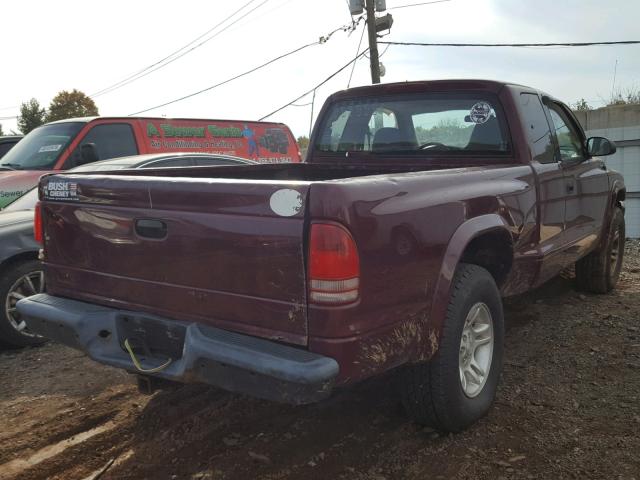 1B7GG12XX2S653422 - 2002 DODGE DAKOTA BAS RED photo 4