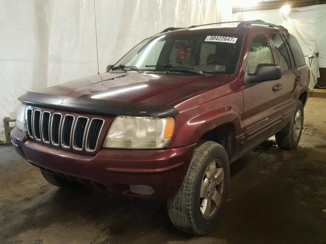 1J4GW58N71C537565 - 2001 JEEP GRAND CHER MAROON photo 2