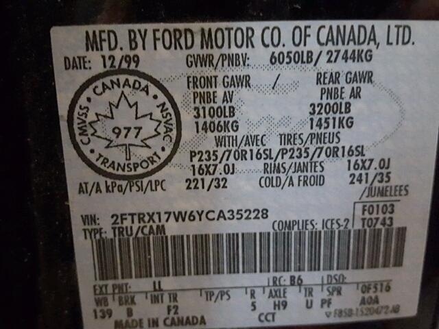 2FTRX17W6YCA35228 - 2000 FORD F150 BLUE photo 10