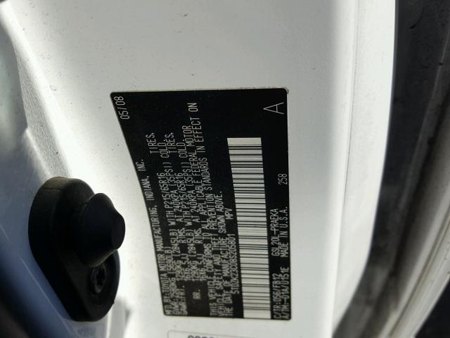 5TDZK23C08S205801 - 2008 TOYOTA SIENNA CE WHITE photo 10