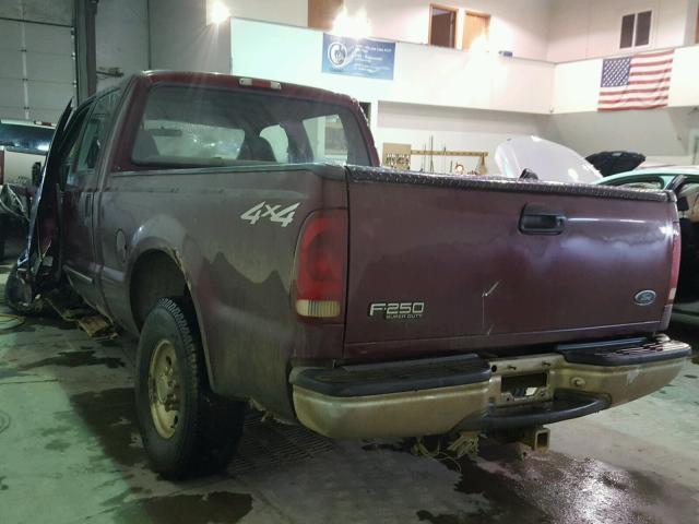 1FTNW21F0YEC92962 - 2000 FORD F250 SUPER MAROON photo 3