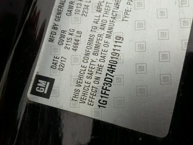 1G1FF3D74H0191119 - 2017 CHEVROLET CAMARO SS Negro foto 10