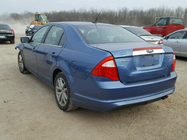 3FAHP0JA7AR312541 - 2010 FORD FUSION SEL BLUE photo 3