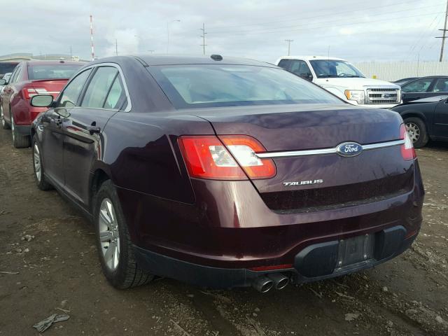 1FAHP2DW6BG140465 - 2011 FORD TAURUS SE BURGUNDY photo 3