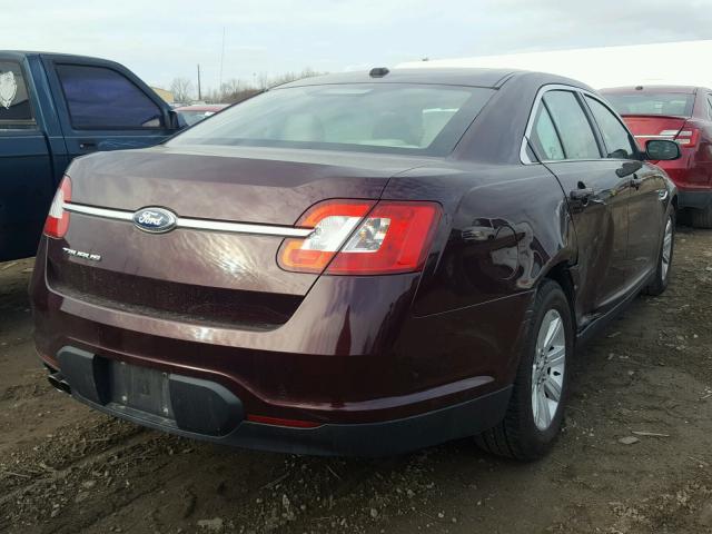 1FAHP2DW6BG140465 - 2011 FORD TAURUS SE BURGUNDY photo 4