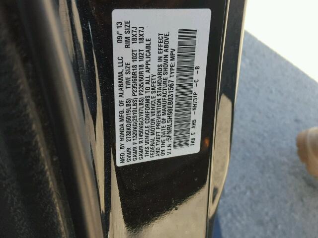 5FNRL5H98EB031567 - 2014 HONDA ODYSSEY TO BLACK photo 10