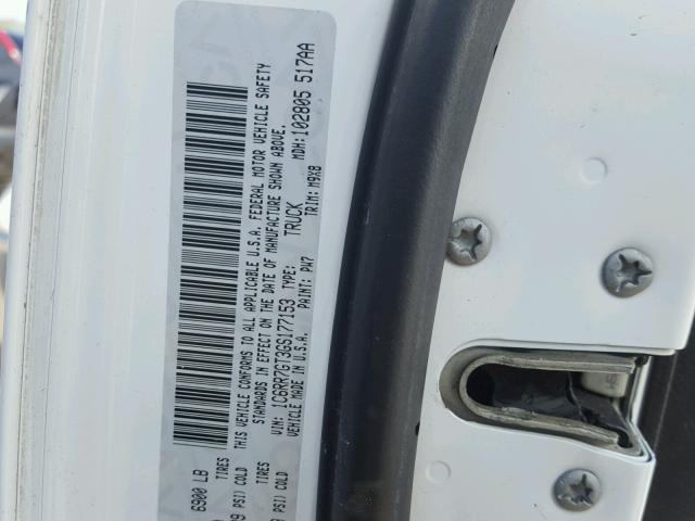 1C6RR7GT3GS177153 - 2016 RAM 1500 SLT WHITE photo 10