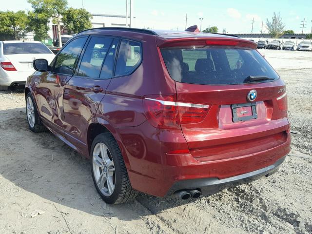 5UXWX9C54D0A22317 - 2013 BMW X3 XDRIVE2 RED photo 3