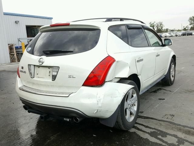 JN8AZ08T95W327028 - 2005 NISSAN MURANO SL WHITE photo 4