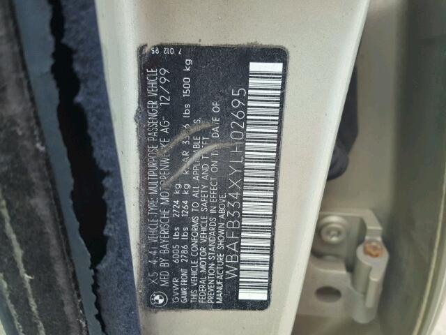 WBAFB334XYLH02695 - 2000 BMW X5 4.4I TAN photo 10