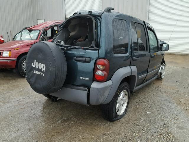 1J4GL48555W605448 - 2005 JEEP LIBERTY SP GREEN photo 4