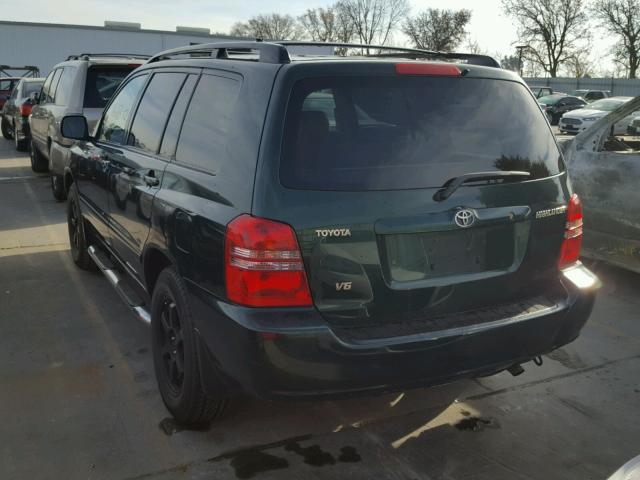 JTEGF21A920045663 - 2002 TOYOTA HIGHLANDER GREEN photo 3