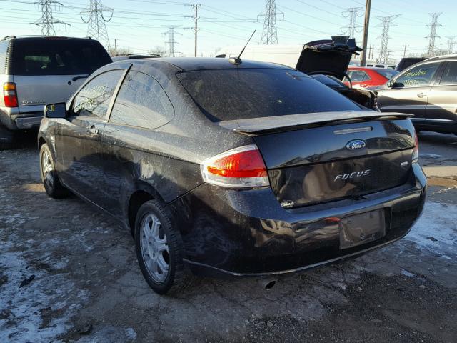 1FAHP33N98W105965 - 2008 FORD FOCUS SE BLACK photo 3