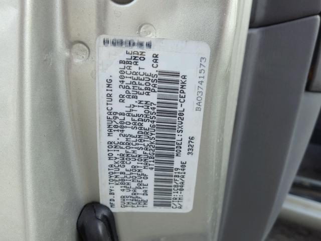 4T1BG22K5YU645547 - 2000 TOYOTA CAMRY CE SILVER photo 10