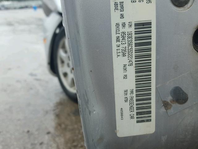 1B3ES56C55D221478 - 2005 DODGE NEON SXT SILVER photo 10