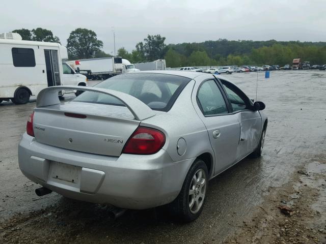 1B3ES56C55D221478 - 2005 DODGE NEON SXT SILVER photo 4