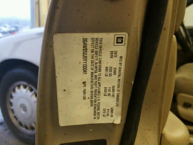 2G4WS52J5Y1133341 - 2000 BUICK CENTURY CU TAN photo 10