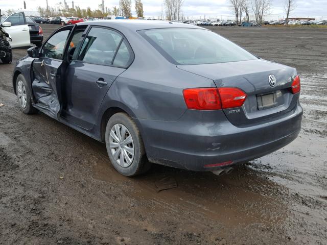 3VW1K7AJ7BM067836 - 2011 VOLKSWAGEN JETTA BASE GRAY photo 3