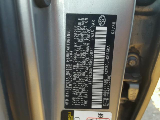 4T1BE30K95U985021 - 2005 TOYOTA CAMRY LE SILVER photo 10