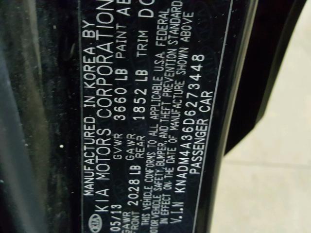 KNADM4A36D6273448 - 2013 KIA RIO LX Սև լուսանկար 10