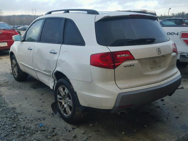 2HNYD28668H553670 - 2008 ACURA MDX TECHNO WHITE photo 3