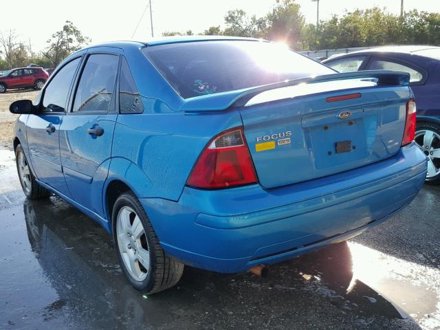 1FAHP34N77W211277 - 2007 FORD FOCUS ZX4 BLUE photo 3