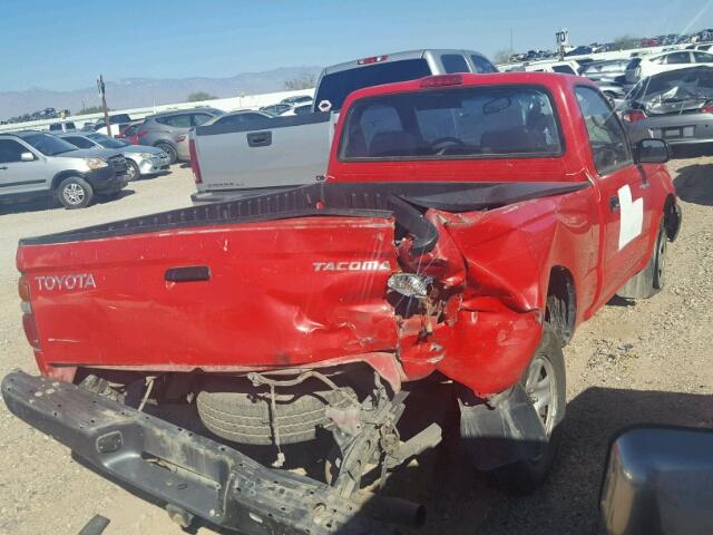 5TENL42N02Z081324 - 2002 TOYOTA TACOMA RED photo 4