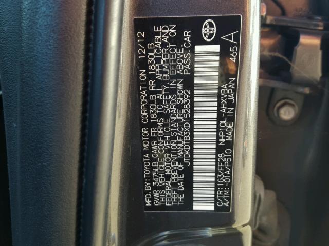 JTDKDTB3XD1528392 - 2013 TOYOTA PRIUS C GRAY photo 10