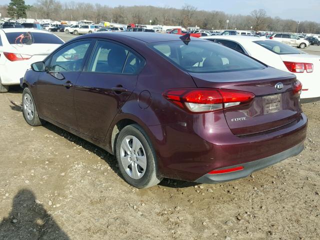 3KPFL4A78HE070174 - 2017 KIA FORTE LX BURGUNDY photo 3