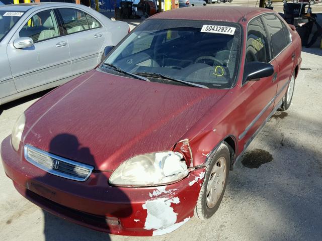 1HGEJ6574VL007763 - 1997 HONDA CIVIC LX RED photo 2