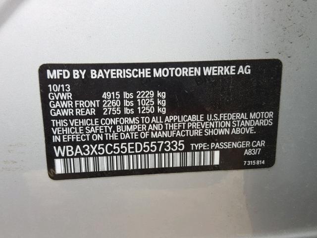 WBA3X5C55ED557335 - 2014 BMW 328 XIGT SILVER photo 10