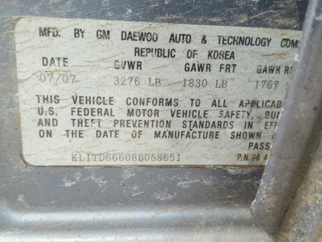 KL1TD66608B058651 - 2008 CHEVROLET AVEO BASE ლურჯი ფოტო 10