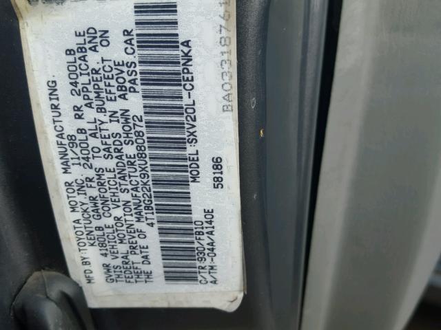 4T1BG22K9XU880872 - 1999 TOYOTA CAMRY CE GRAY photo 10