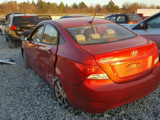 KMHCU4AE4CU127958 - 2012 HYUNDAI ACCENT GLS RED photo 3