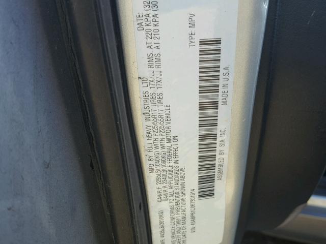 4S4BP61C067301914 - 2006 SUBARU LEGACY OUT SILVER photo 10