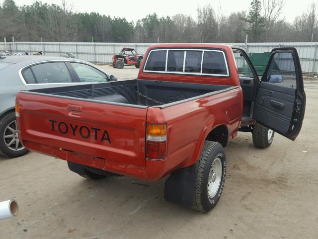 JT4RN01P5M0022148 - 1991 TOYOTA PICKUP 1/2 RED photo 4