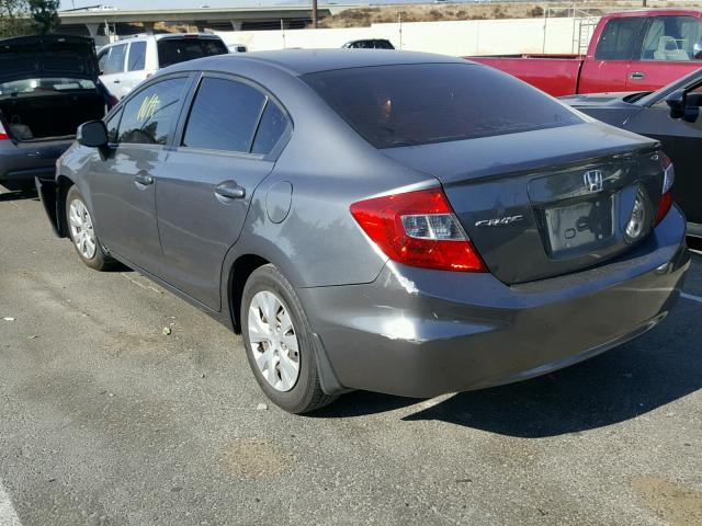 19XFB2F51CE354107 - 2012 HONDA CIVIC LX GRAY photo 3