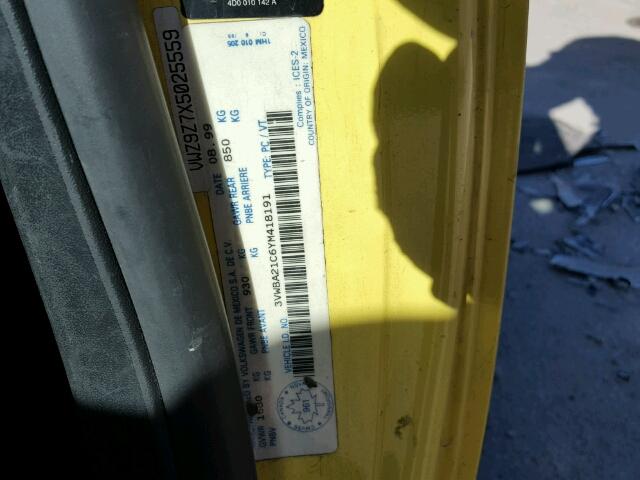 3VWBA21C6YM418191 - 2000 VOLKSWAGEN NEW BEETLE 黄色 照片 10